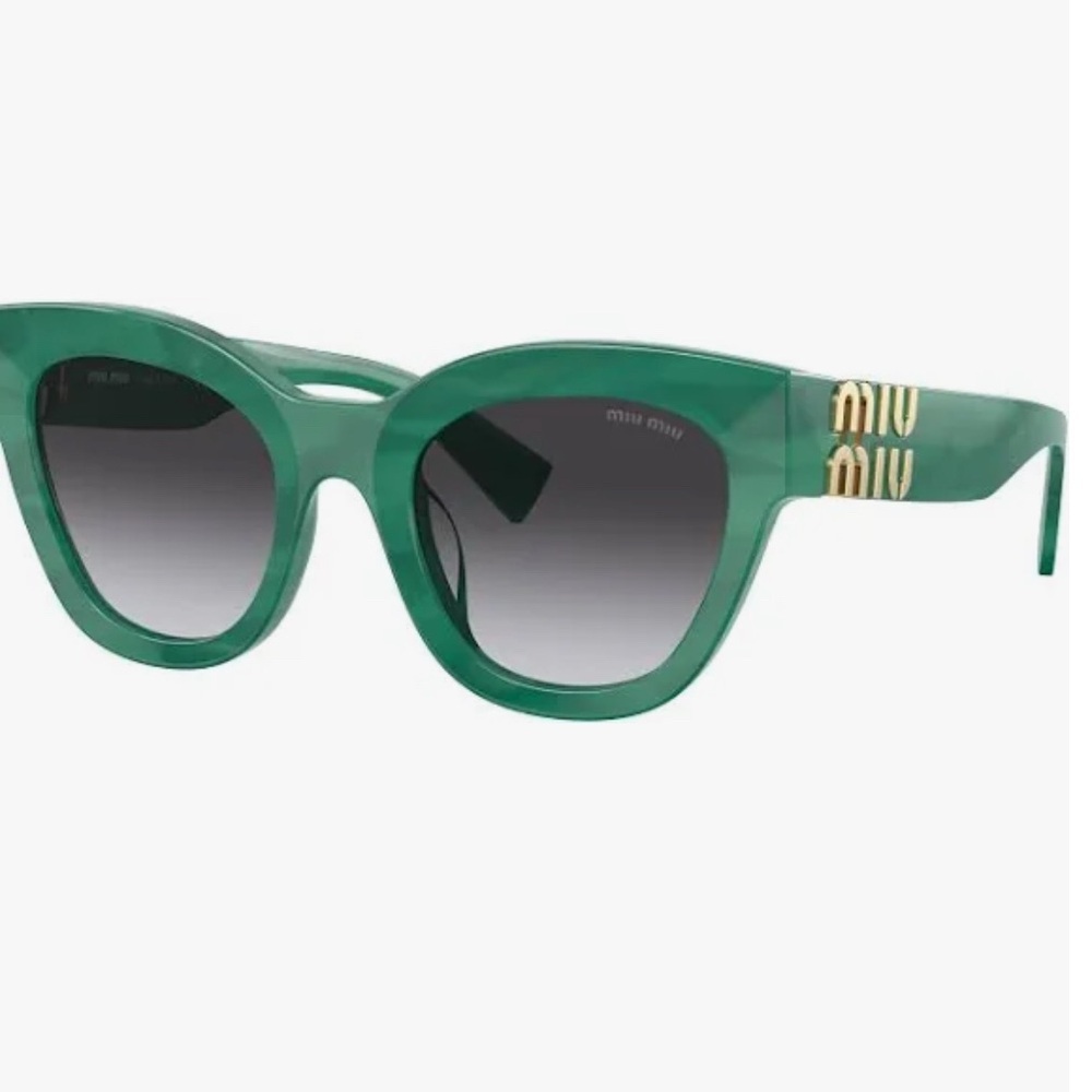 Miu Miu New In Box Green Gradient Sunglasses With Gold Logo